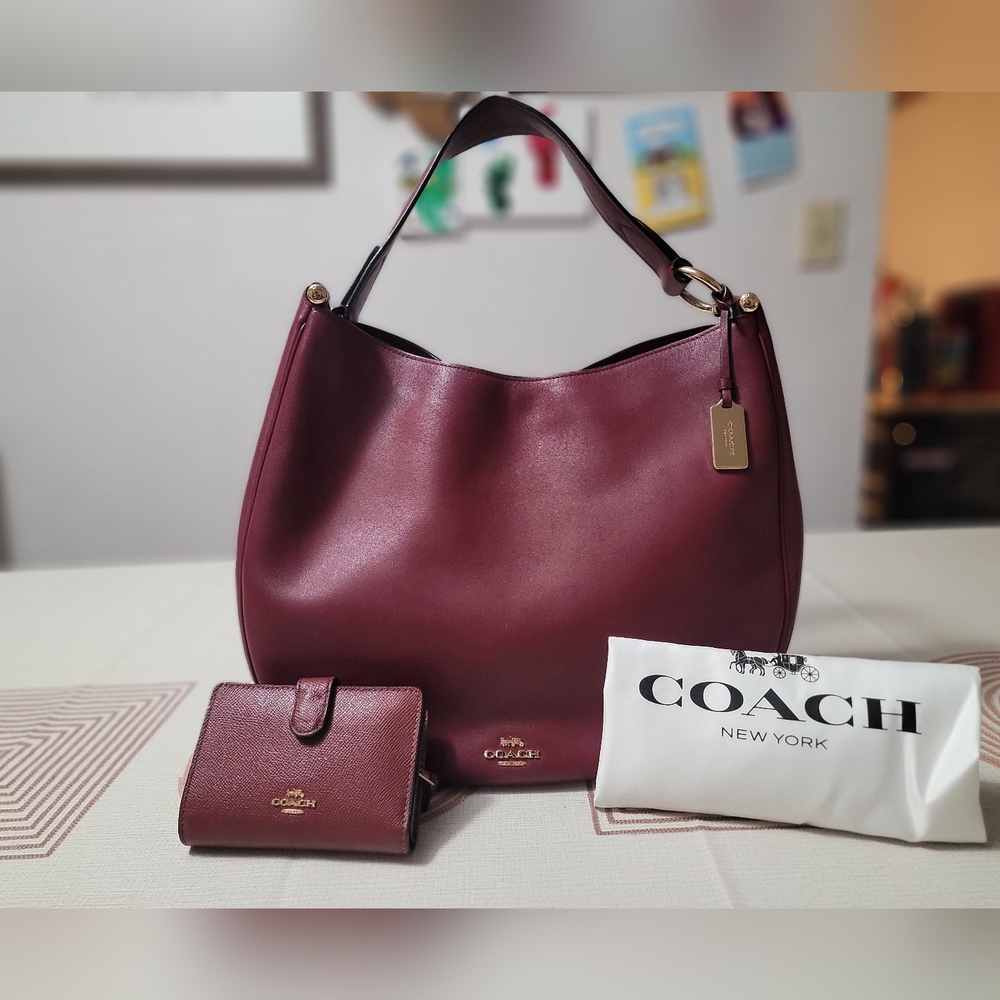 Coach Burgundy Leather Hobo Bag